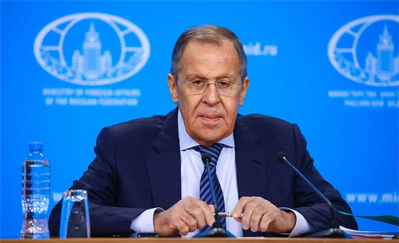 Waziri wa Mambo ya Nje wa Russia Sergei Lavrov akifanya mkutano na waandishi wa habari kuhusu ufanisi wa diplomasia ya Russia kwa Mwaka 2022 mjini Moscow Januari 18, 2023. (Wizara ya Mambo ya Nje ya Russia)