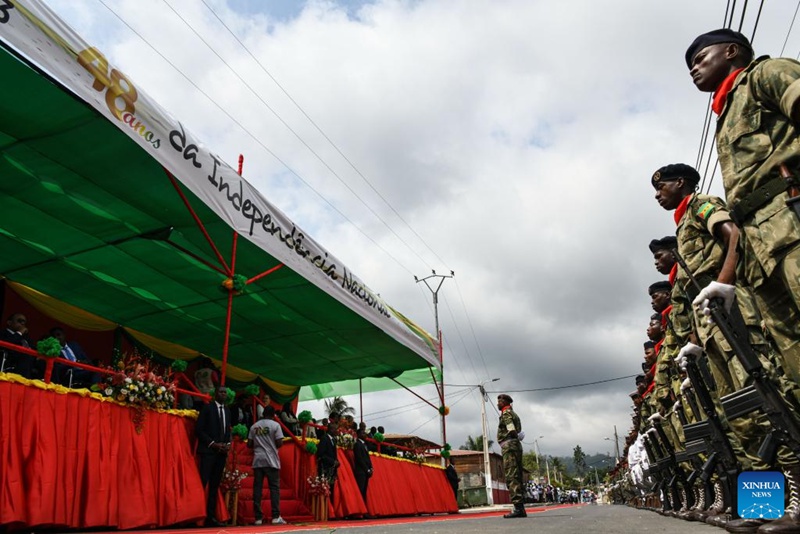 Picha iliyopigwa Julai 12, 2023 ikionyesha mandhari ya hafla ya kusherehekea Siku ya Uhuru huko Guadalupe katika Kisiwa cha Sao Tome huko Sao Tome na Principe. Nchi ya Sao Tome na Principe imeadhimisha miaka 48 tangu ipate uhuru wake siku ya Jumatano. (Xinhua/Han Xu)