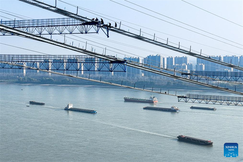 Daraja la Yanji la Mto Yangtze linaloendelea kujengwa katika Mkoa?wa Hubei wa China