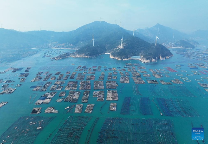 Picha ikionesha muonekano wa eneo la uzalianaji na ufugaji abalone katika Wilaya ya Lianjiang, Mkoa wa Fujian, Kusini Mashariki mwa China, Machi 12, 2025. (Xinhua/Lin Shanchuan)