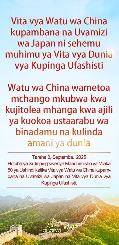 Dondoo za Hotuba ya Xi Jinping kwenye maadhimisho ya miaka 80 ya ushindi wa vita dhidi ya uvamizi wa Japan